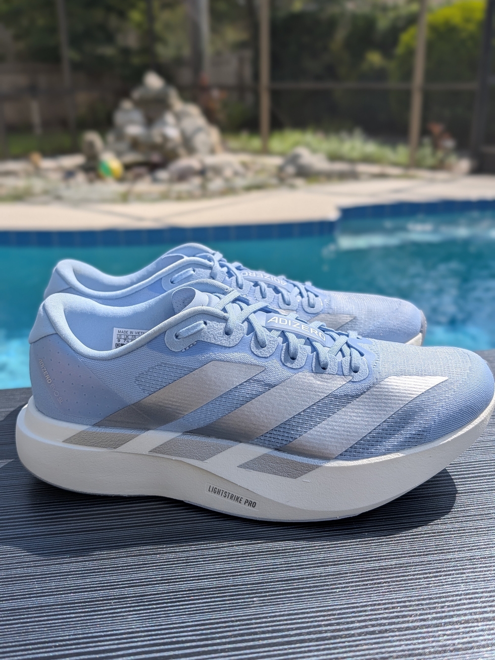 Size 9 Women's - adidas Adizero Evo SL Glow Blue Silver Metallic
